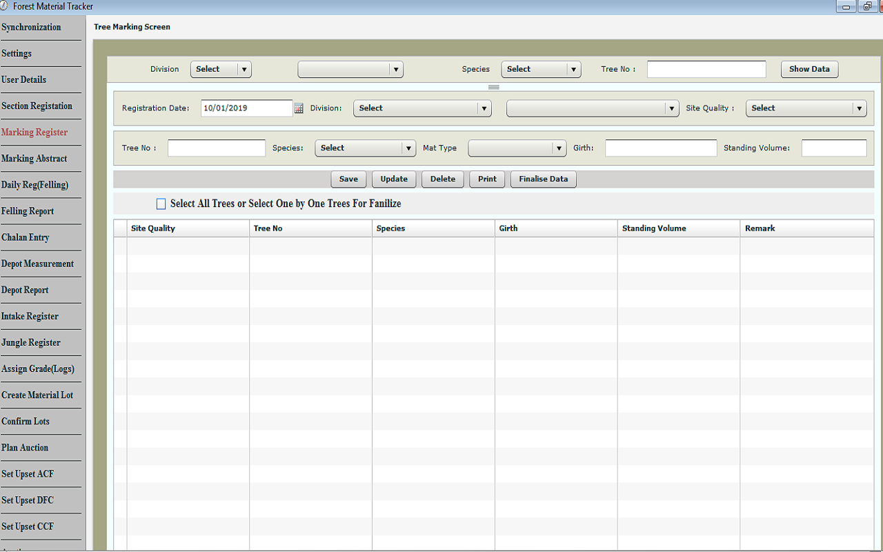 Forest Material Tracker